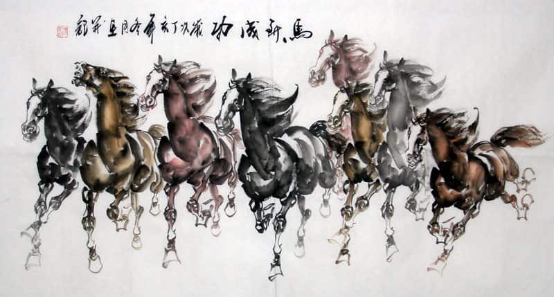 Horses for Feng Shui can come in the form of figurines and paintings. 8 horses Feng Shui painting min - 30 Feng Shui Products & Items: Meaning, Use, and Placement