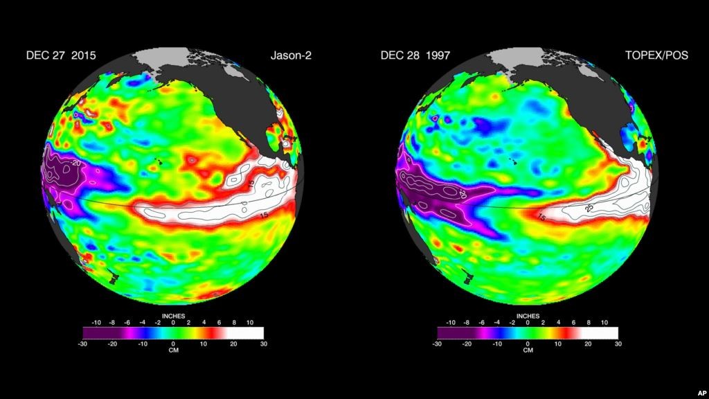 El Nino comparison. 1997 and 2016. El Nino 2015 1997 VOA News 1024x576 - 2016 Predictions by 6 Feng Shui Experts and Why They May Happen
