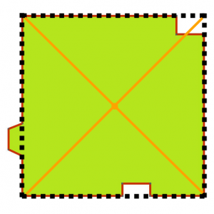 The central point of the house is the intersection of two diagonal lines drawn across the four corners. Central Point of intersection min 300x300 - How to Find Your Feng Shui Wealth Areas: 5 Popular Methods